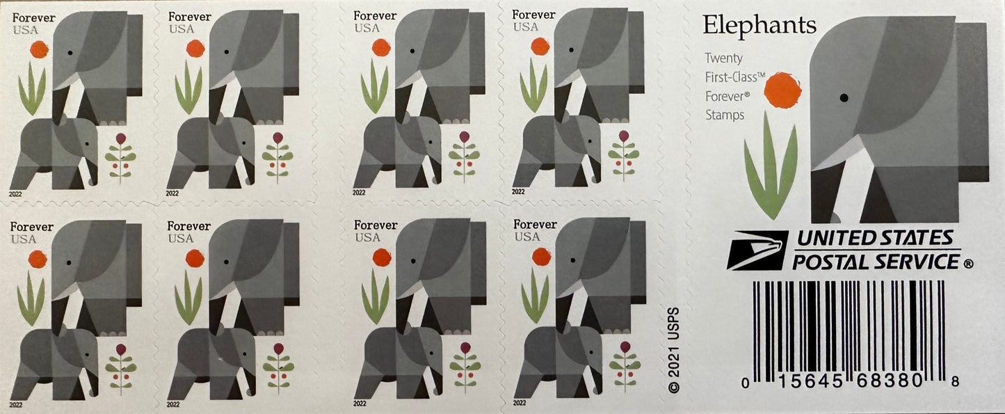 USPS Cartoon Elephants Star Forever First Class Postage Stamps image 1