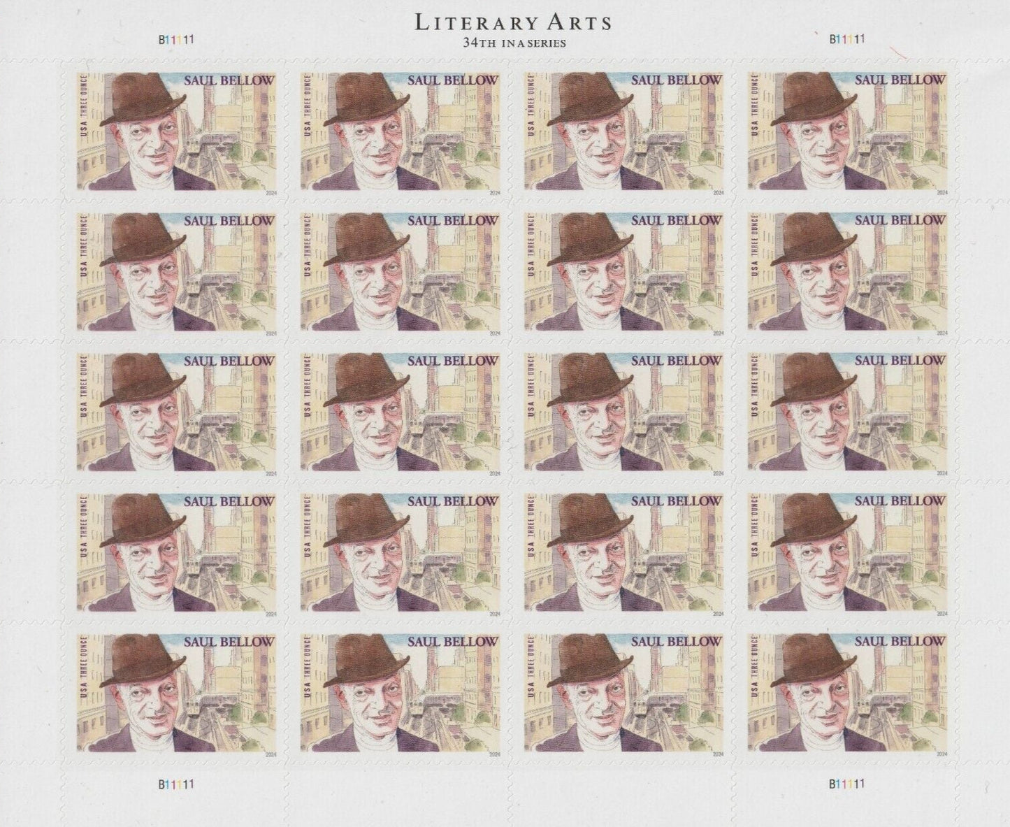 Literary Arts Saul Bellow Three Ounce Forever First Class Postage Stamps Fit CD image 0