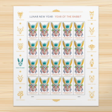 Year of the Rabbits Stamp Celebrates Lunar New Year Forever First Class Postage Stamps image 0