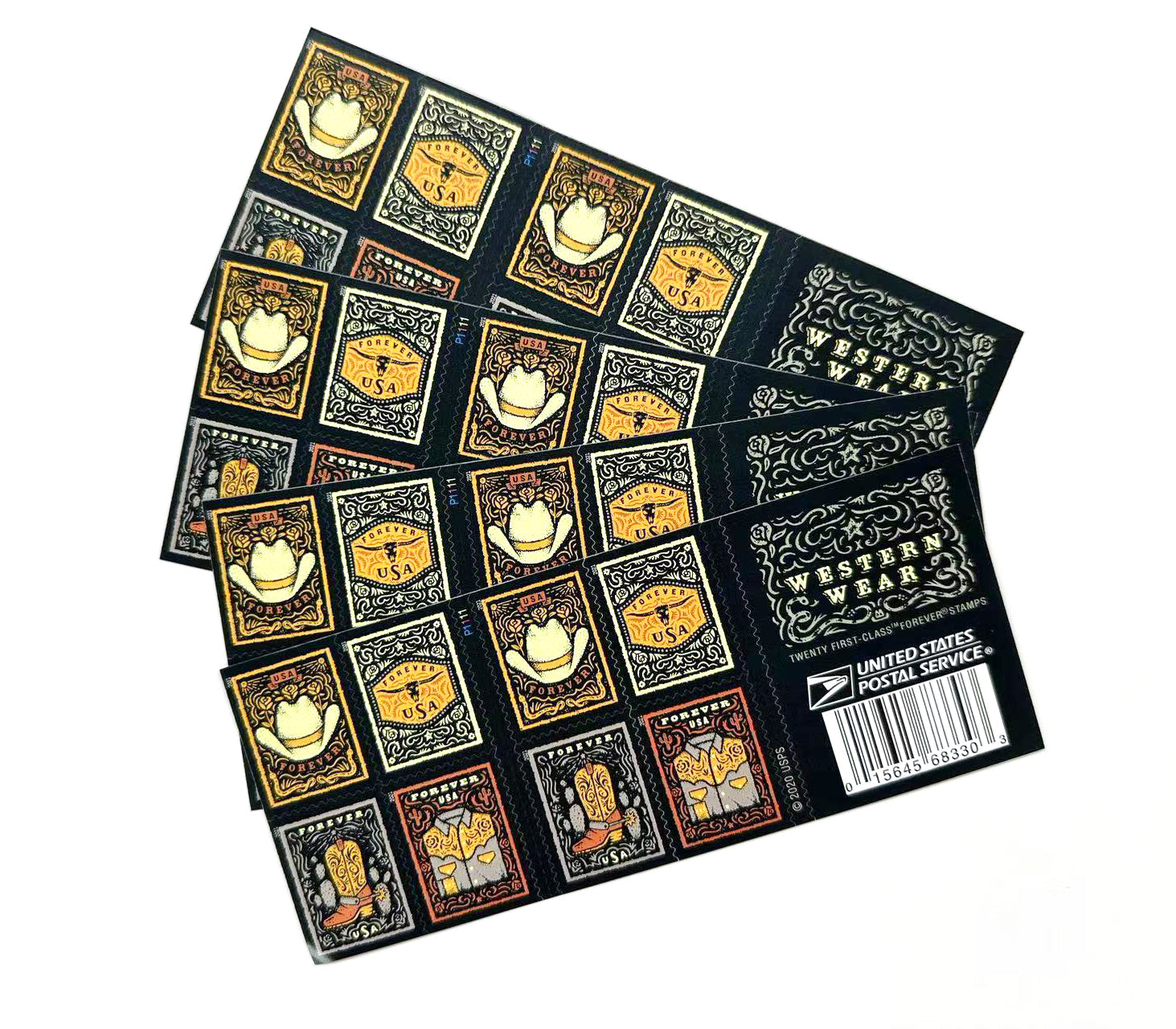 Western Wear (Cowboy Hat, Belt Buckle, Cowboy Boot with Spur, Western Shirt) Forever Postage Stamps image 1