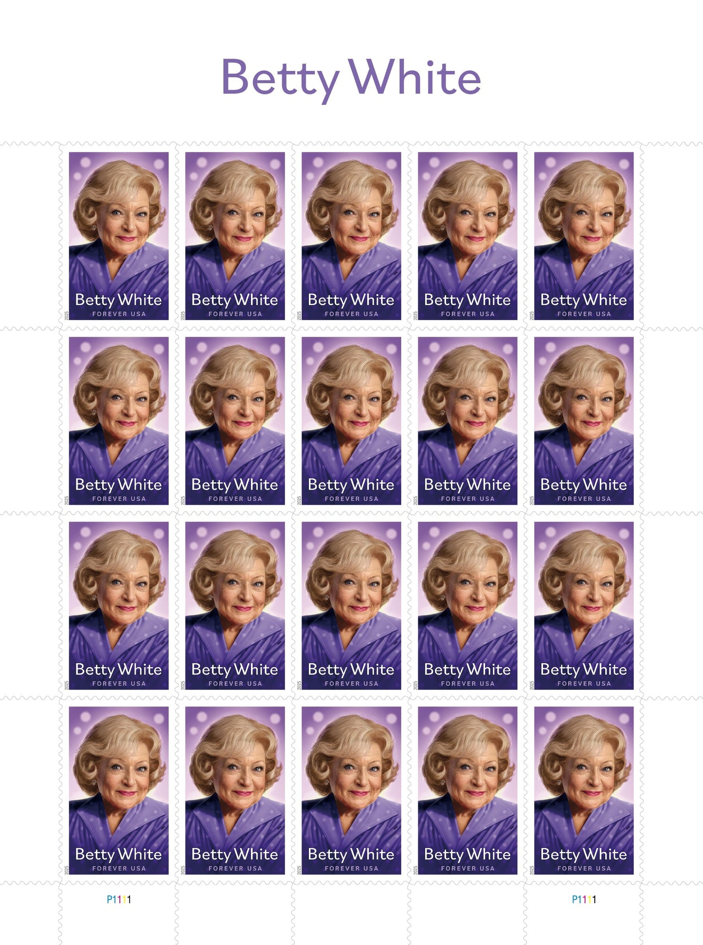 Betty White Forever First Class Postage Stamps