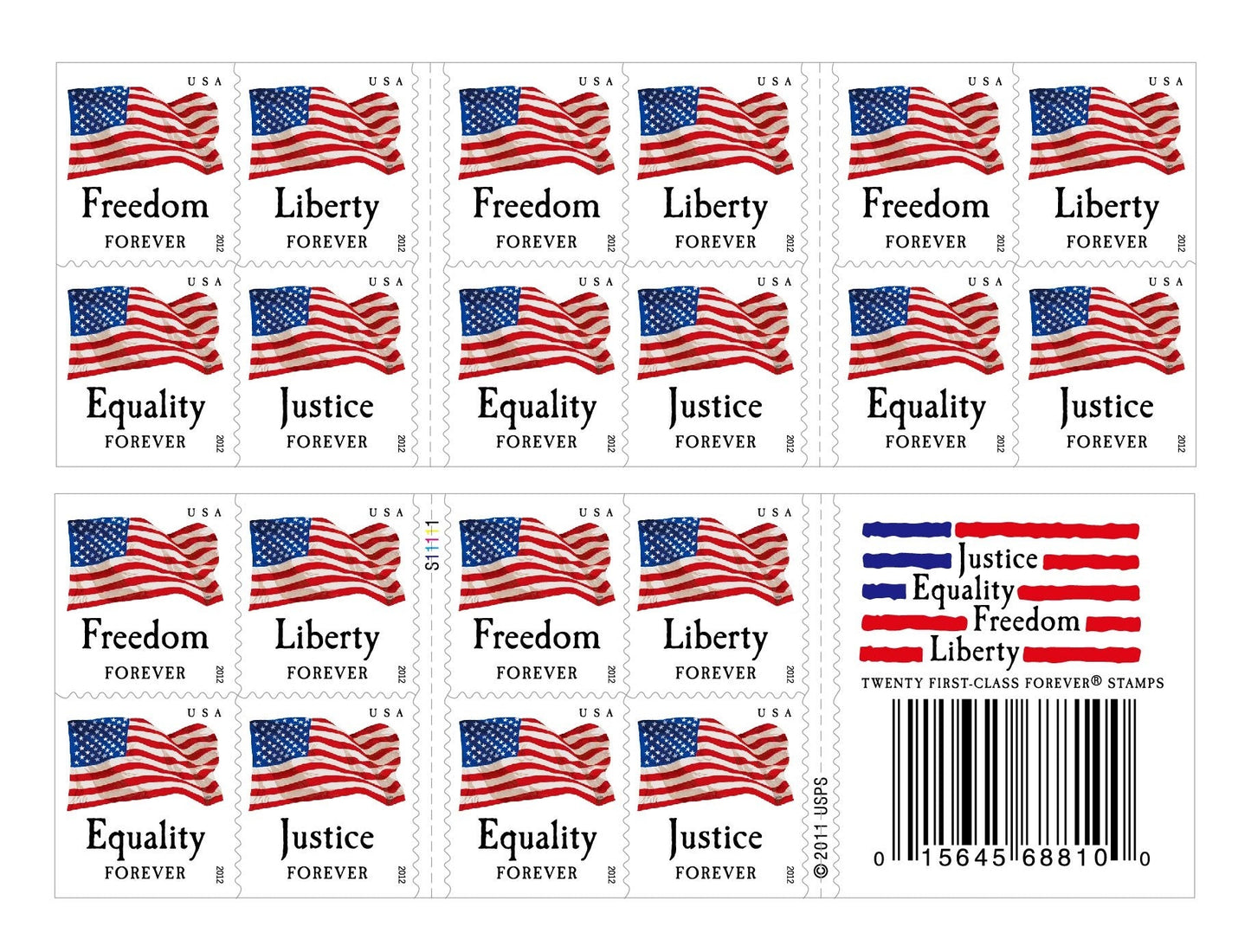 US Four Flags Forever First Class Postage Stamps