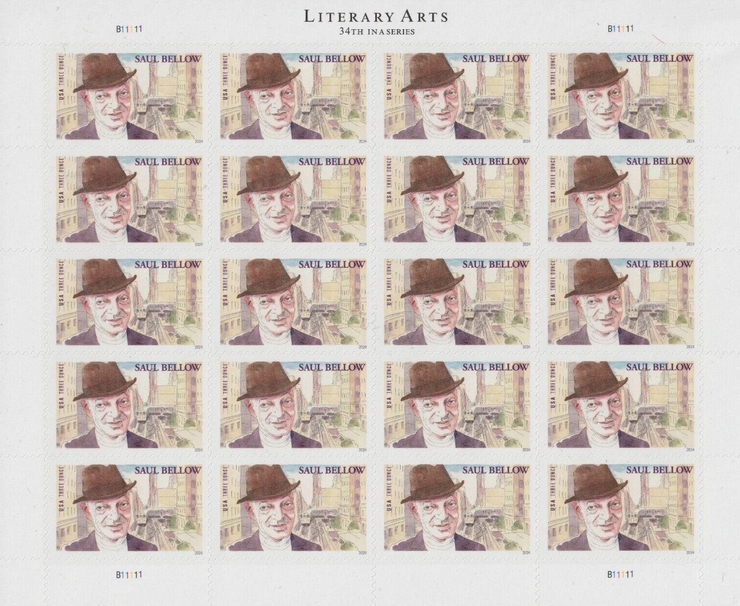 Literary Arts Saul Bellow Three Ounce Forever First Class Postage Stamps Fit CD image 0
