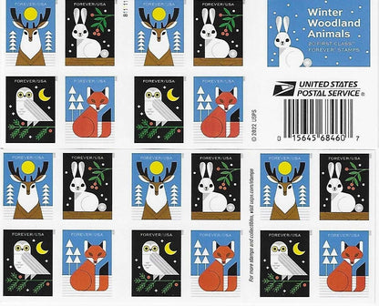 Winter Woodland Animals Forever First Class Postage Stamps image 0