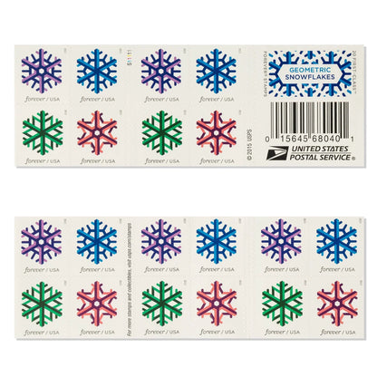 USPS Geometric Snowflakes Forever First Class Postage Stamps image 0