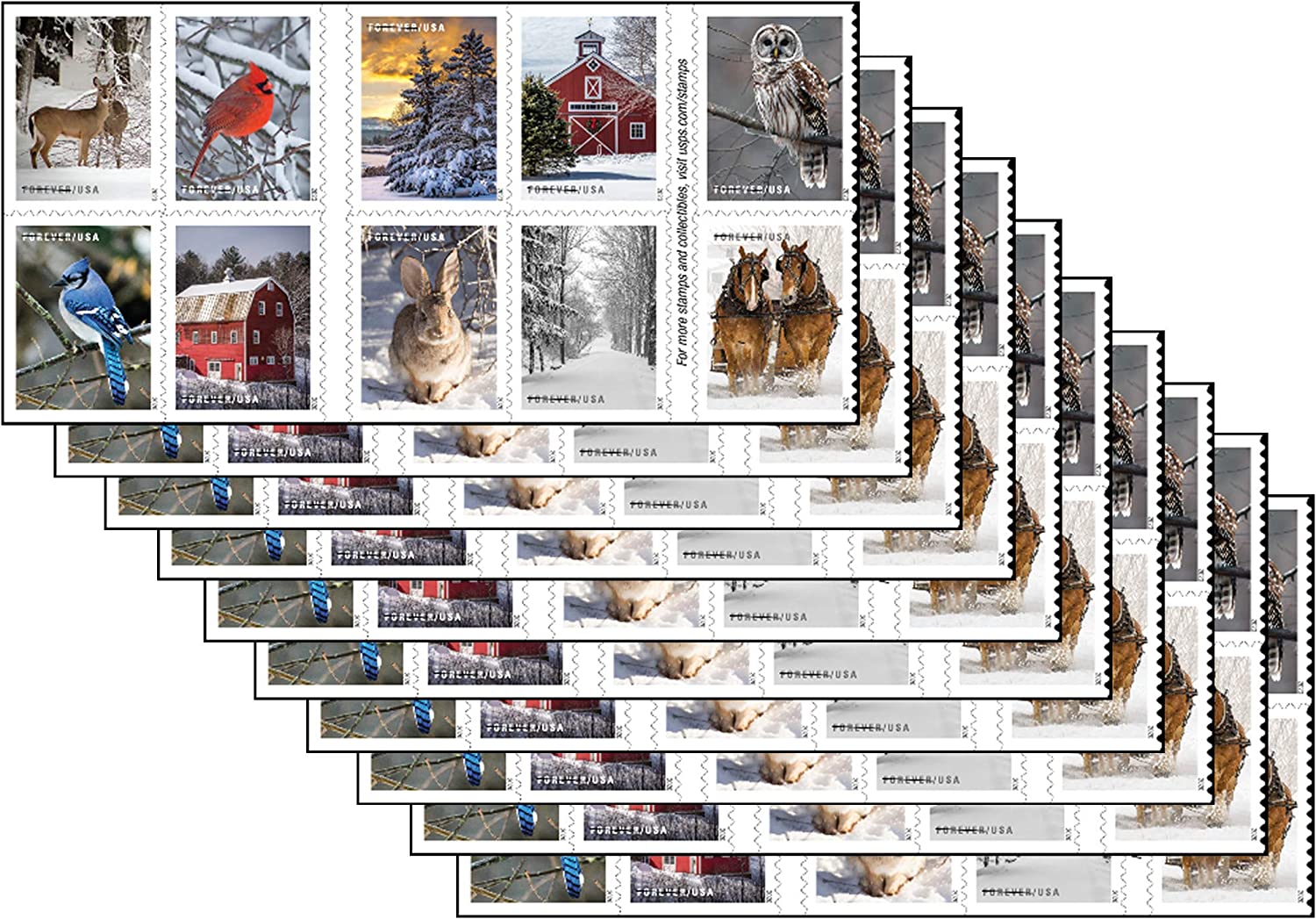 Winter Scenes Forever First Class Postage Stamps image 1