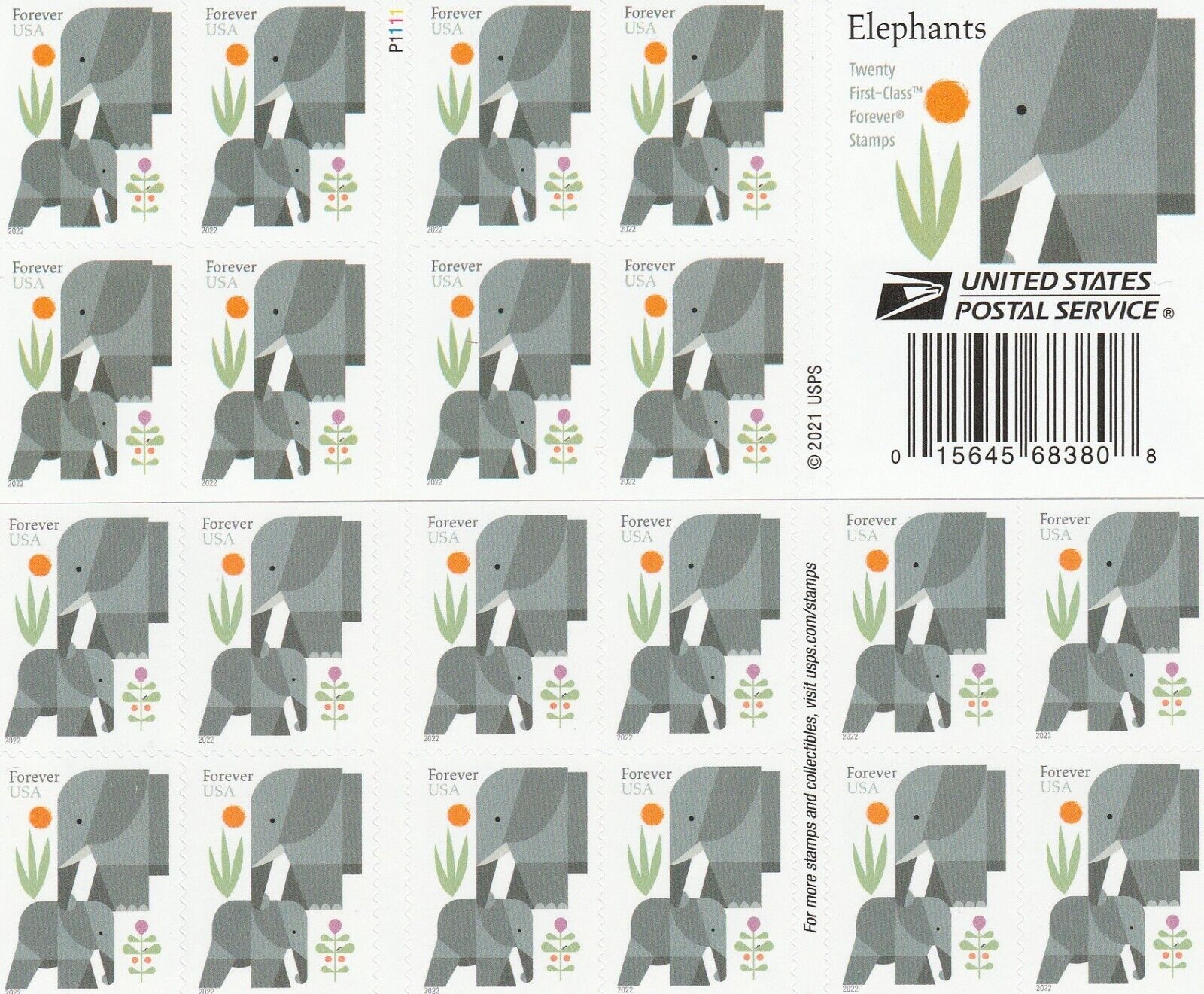 USPS Cartoon Elephants Star Forever First Class Postage Stamps image 0