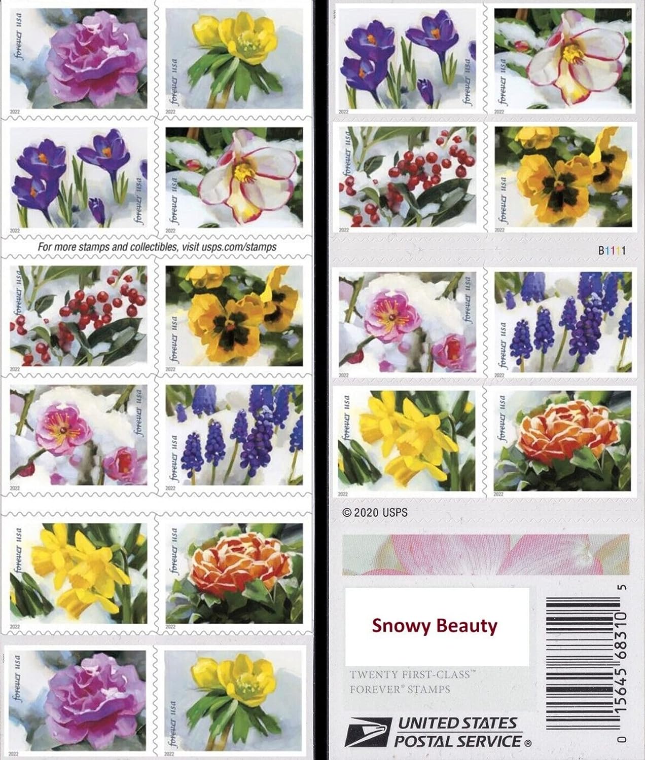 USPS Snowy Beauty Bloom Forever First Class Postage Stamps image 0