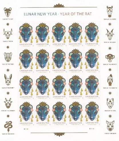 Year of the Rat Stamp Celebrates Lunar New Year Forever First Class Postage Stamps image 0