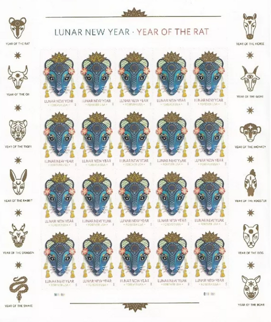 Year of the Rat Stamp Celebrates Lunar New Year Forever First Class Postage Stamps image 0