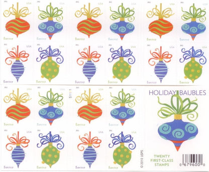 USPS Holiday Baubles Forever First Class Postage Stamps image 0